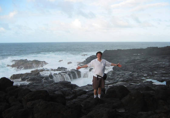 Hawaii  Kauai  2003.03.01  North Shore Jon Michelson at Filling Lava Rock Pool near Queen's Bath